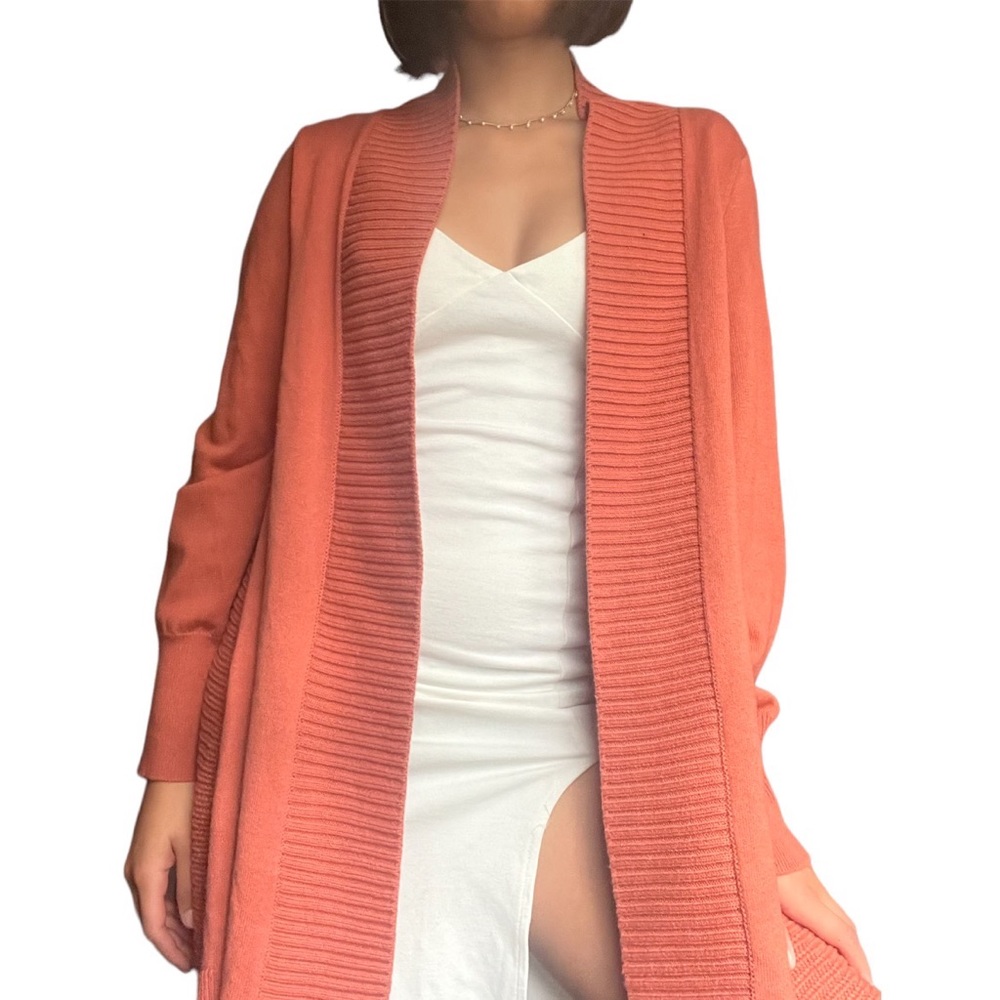 Boutique Orange Longline Knit Sweater w/ Back Slit